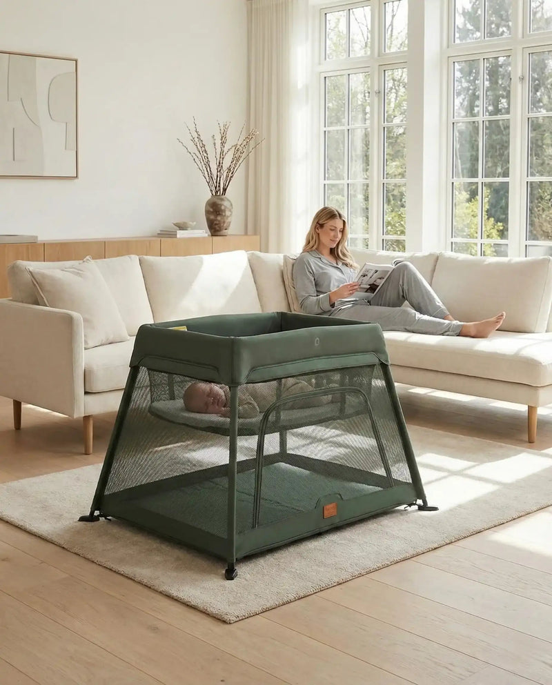 Airpod 3 Travel Cot Includes Newborn Bassinet Insert - Green
