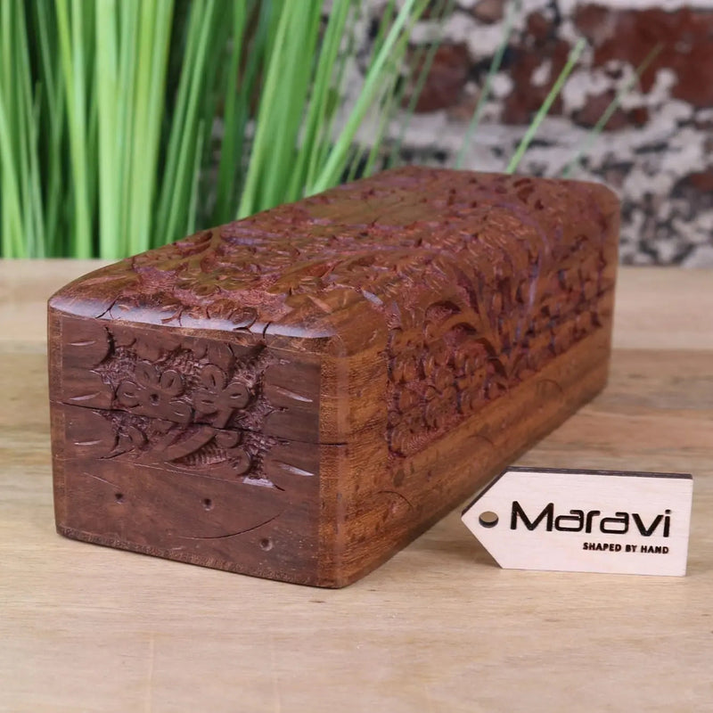 Daipur Sheesham Wood Pen Box Hand Carved