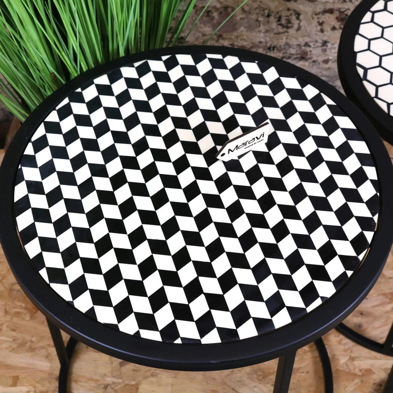 Chinta Modern Black Round Nesting Side Tables