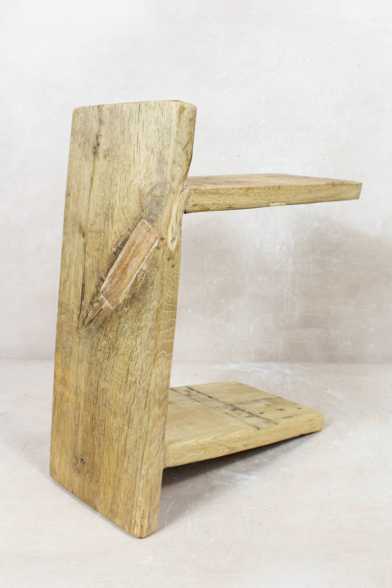 Vintage Rustic Square Elm Wood Stool - 133