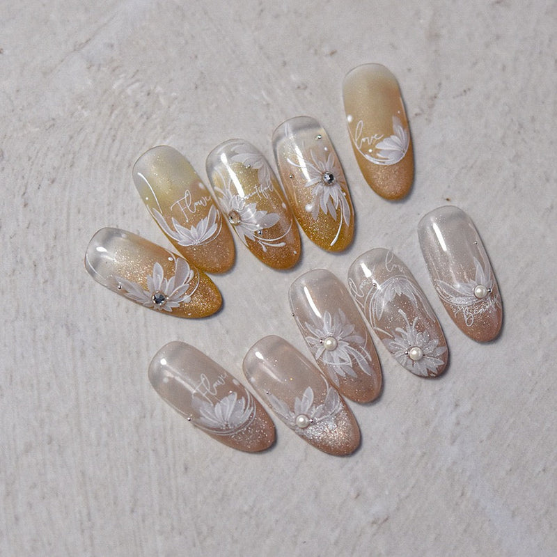 Hello Claws | Spring White Flower 5D Diamond Nail Deco Sticker