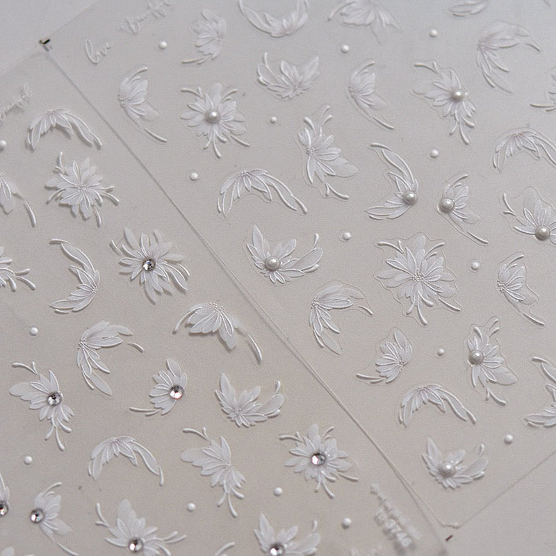 Hello Claws | Spring White Flower 5D Diamond Nail Deco Sticker