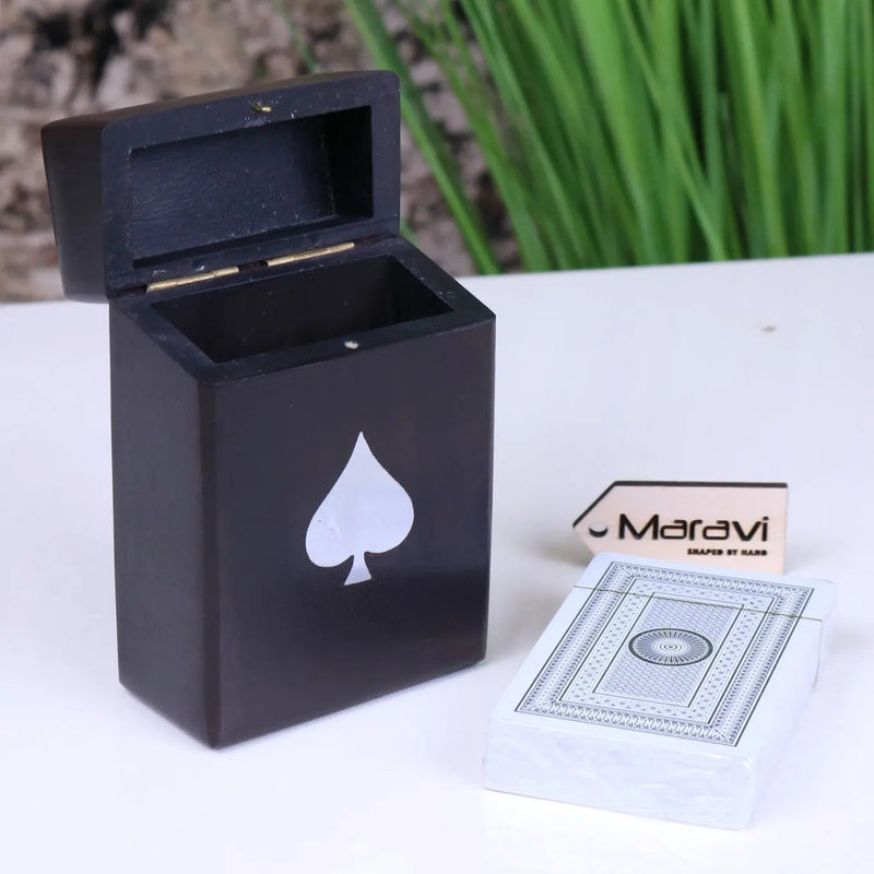 Harra Black Wood Playing Card Box