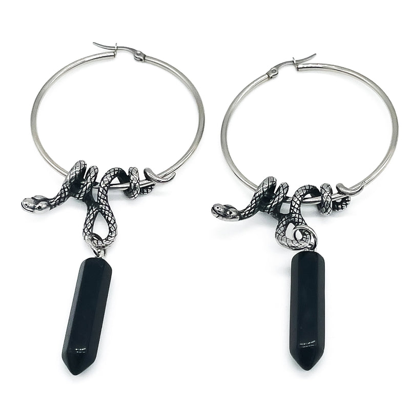 Serpent's Lair Snake Crystal Hoops