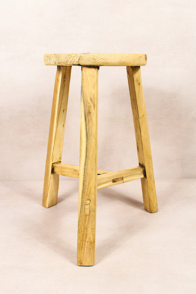 Vintage Rustic Round Stool - Elm wood - 239