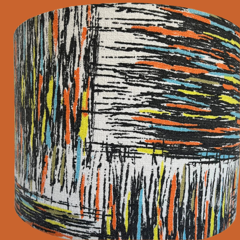 Vintage mid - century fabric Lampshade - 21 h x 30 d cm