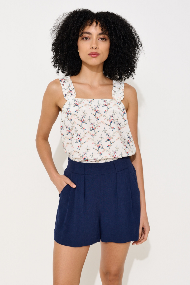 Hilton Linen Mix Shorts - Navy