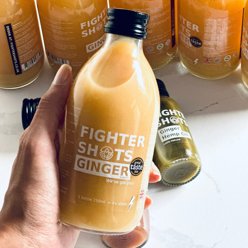 Fighter Shots Organic Ginger Dosing Bottle | 250ml | Equivalent to 4+ Daily Shots