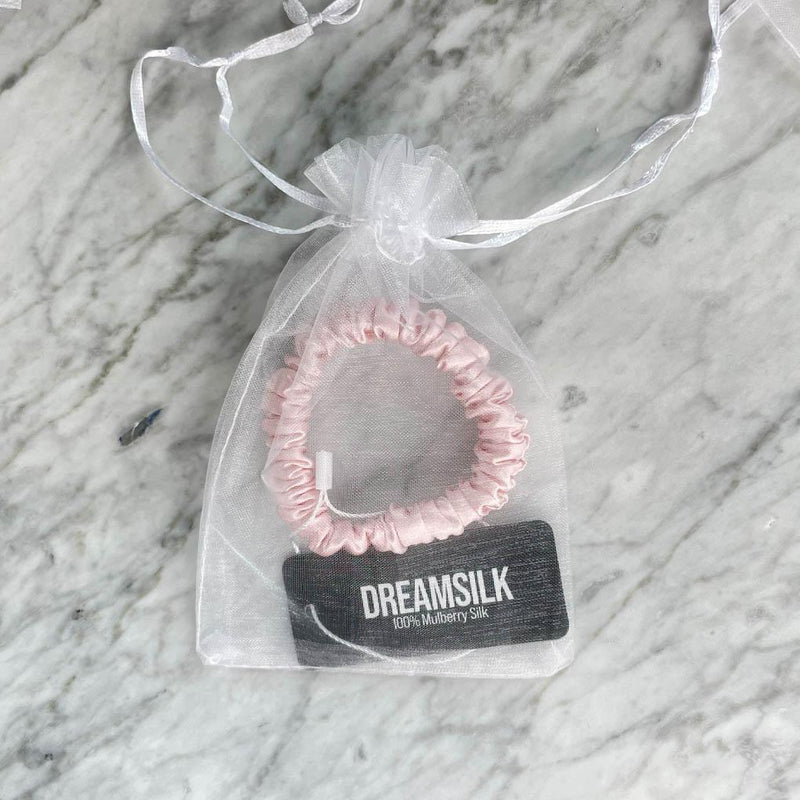 Pink Silk Scrunchie - Skinny