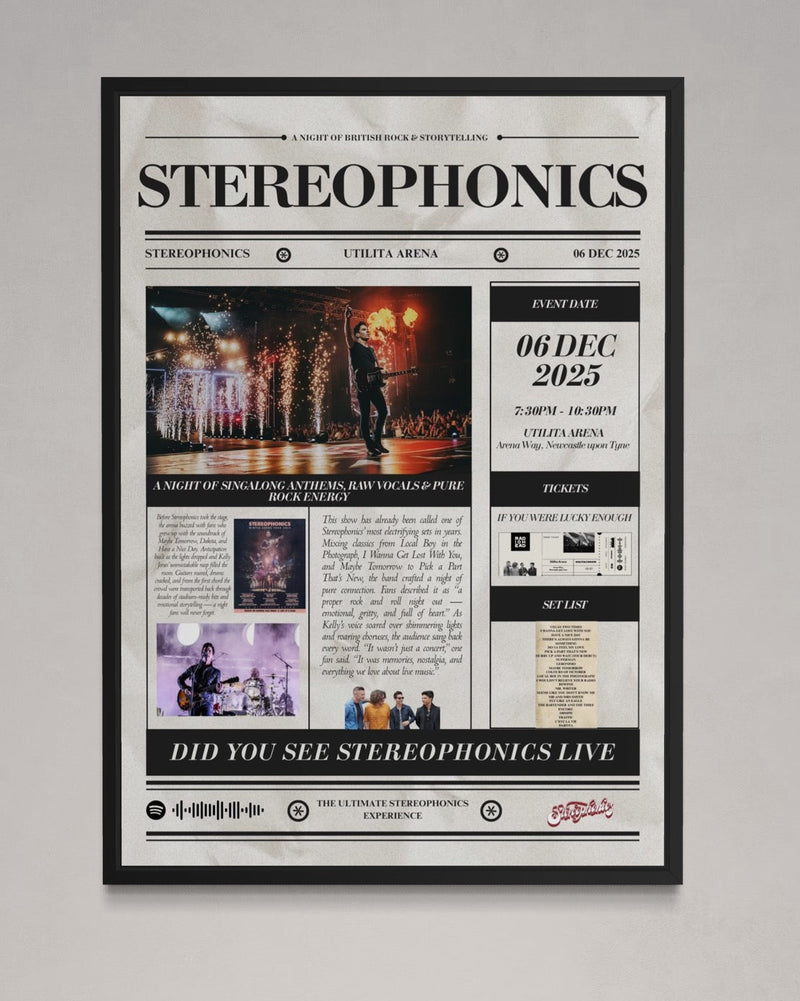 Stereophonics - Personalised Newspaper Style Concert Poster