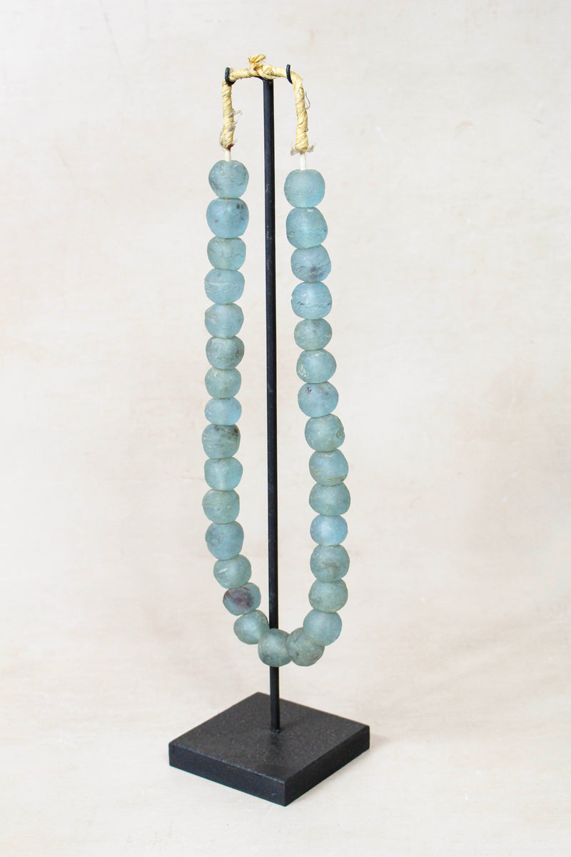 Ghana Glass Beads Necklace, Light blue - 85.6