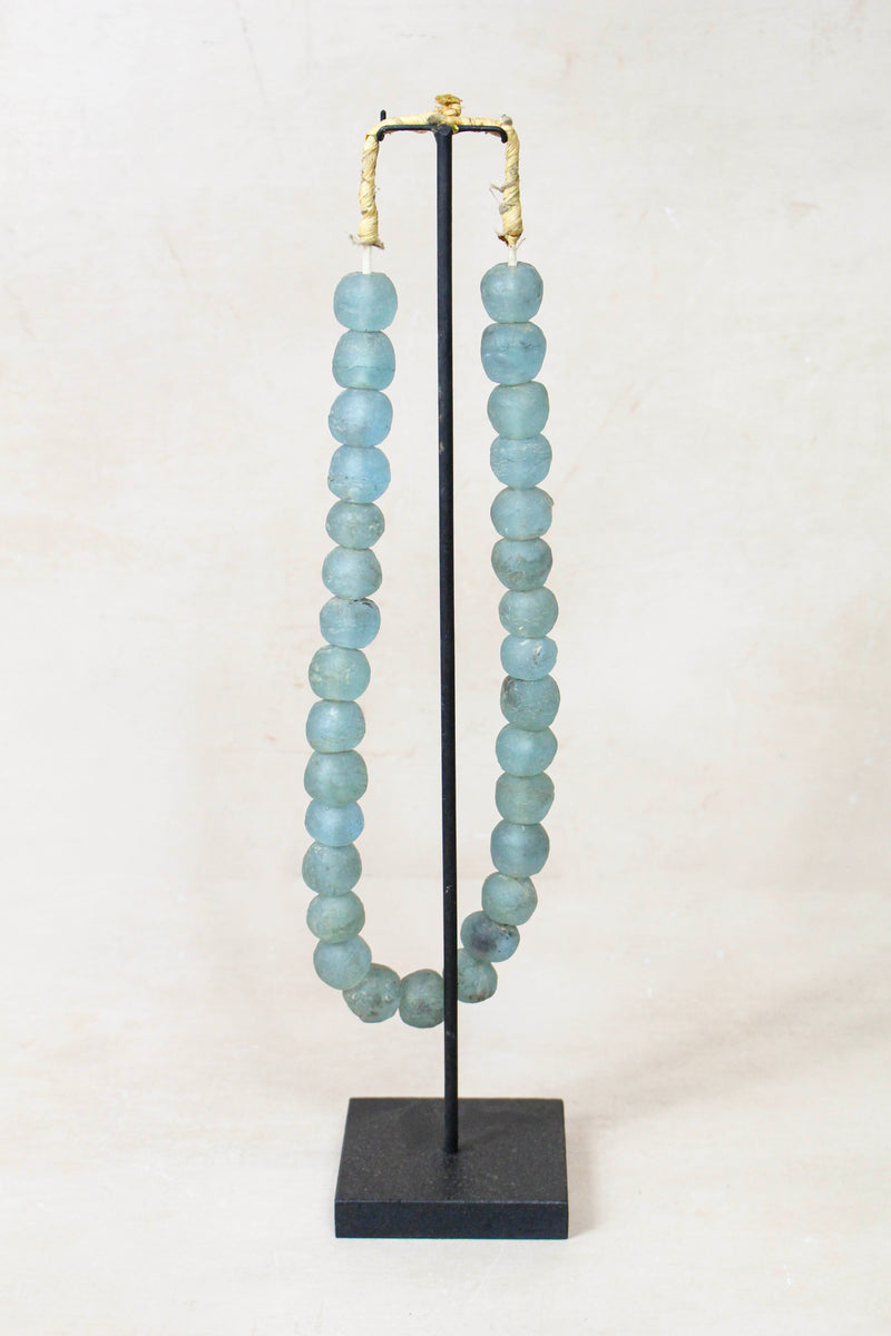 Ghana Glass Beads Necklace, Light blue - 85.6