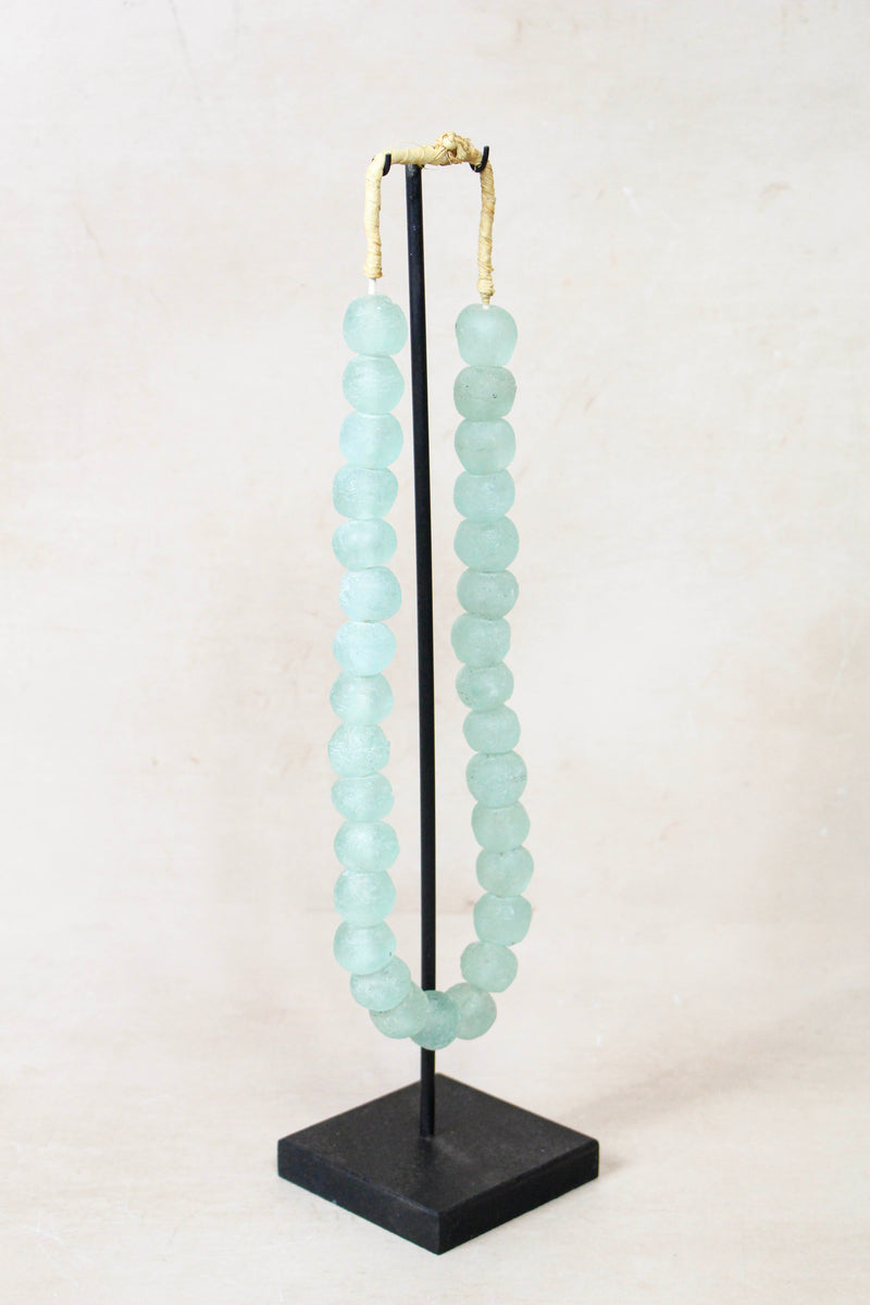 Ghana Glass Beads Necklace, Light blue - 85.9