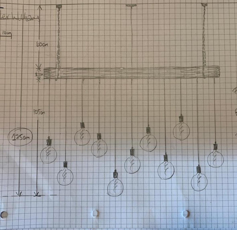 Chunky Wooden Beam Chandelier XXL Long Drop