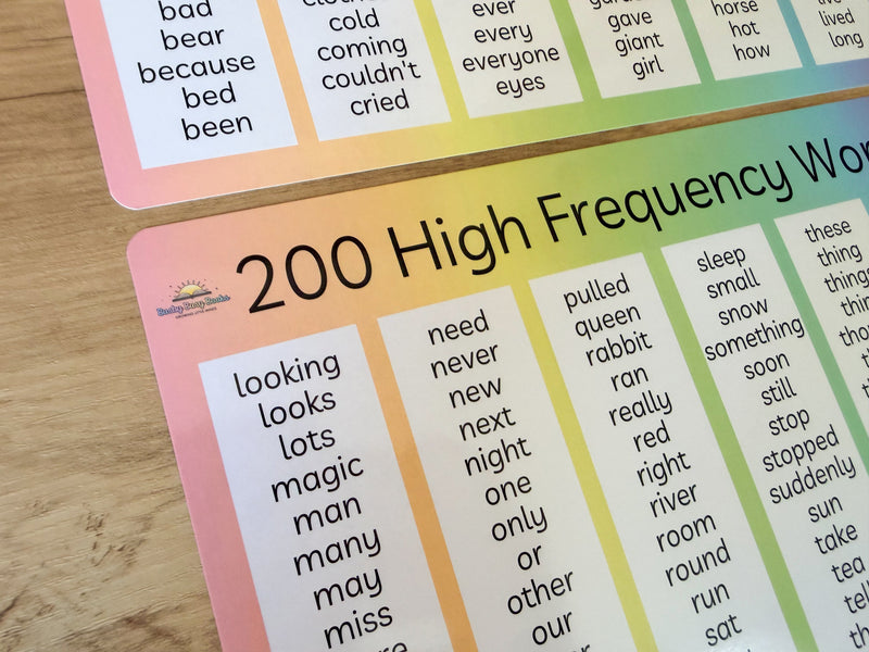 Next 200 High Frequency Words Mats