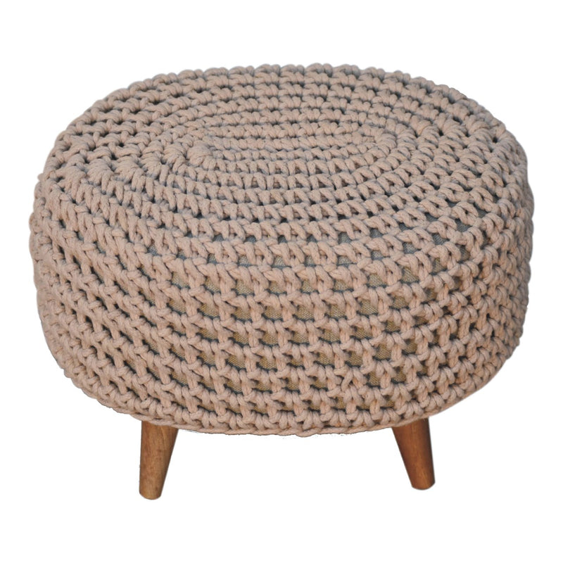 Artisan Furniture Solid Mango Wood Keeva Beige Oblong Footstool