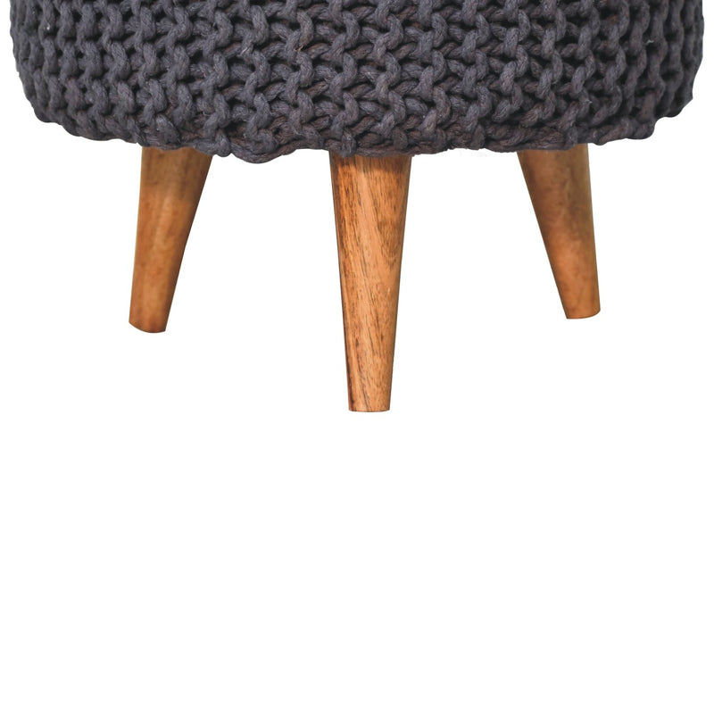 Artisan Furniture Solid Mango Wood Keeva Grey Round Footstool