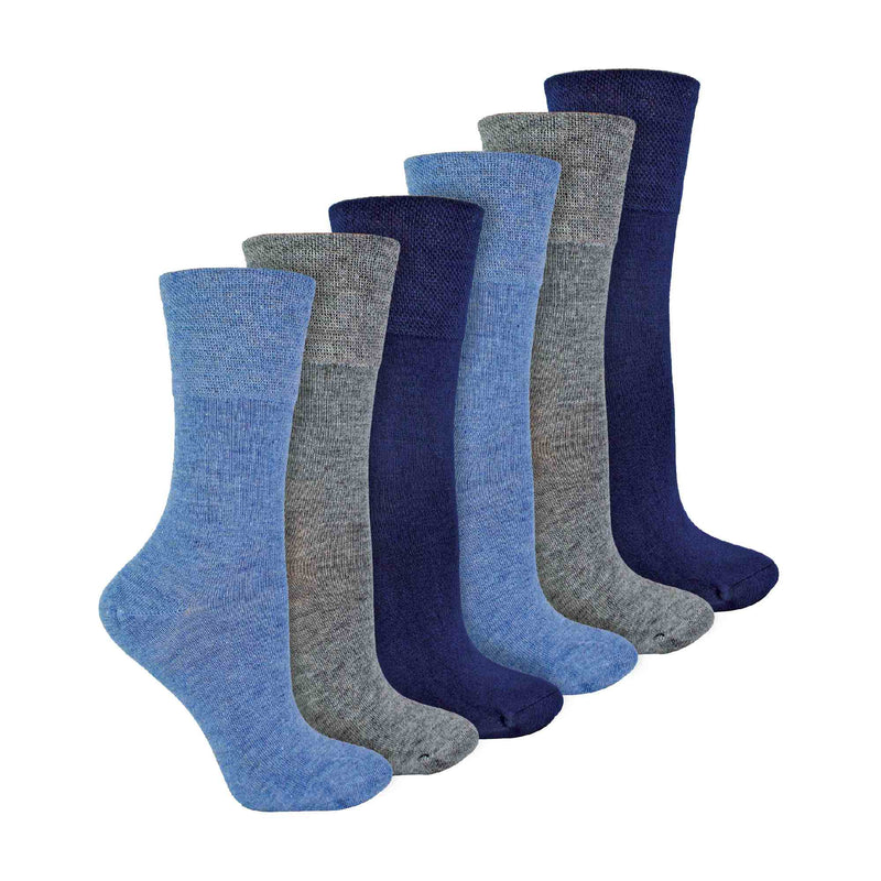 6 Pack Ladies Non Elastic Bamboo Diabetic Socks