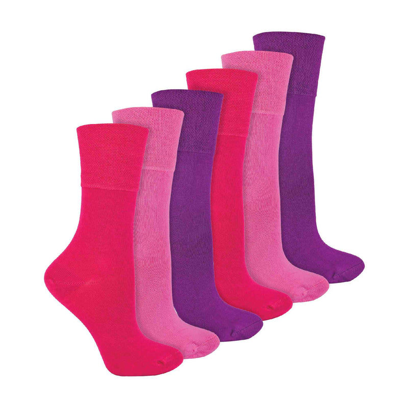 6 Pack Ladies Non Elastic Bamboo Diabetic Socks