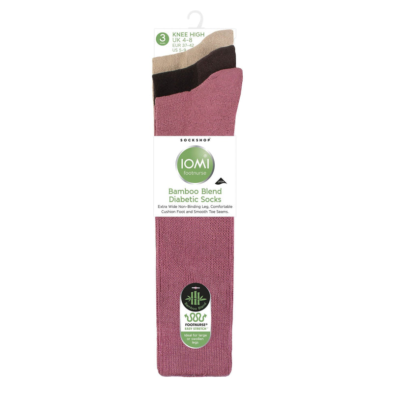 3 Pack Ladies Knee High Soft Bamboo Diabetic Socks