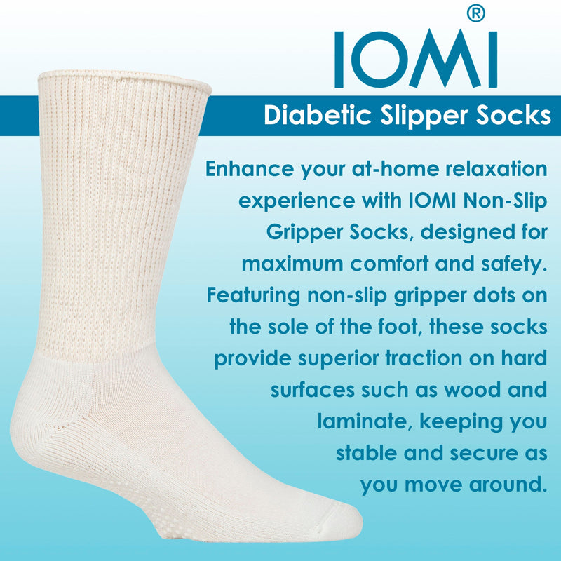 3 Pairs Diabetic Socks with Grips | Extra Wide Non Slip Slipper Socks