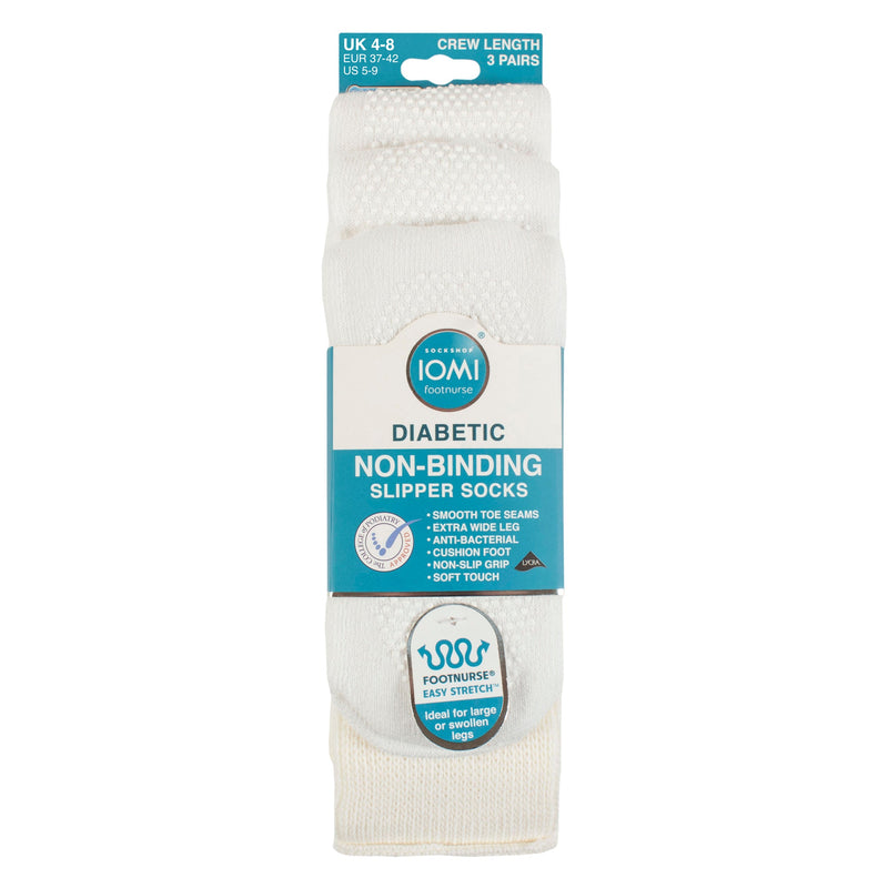 3 Pairs Diabetic Socks with Grips | Extra Wide Non Slip Slipper Socks
