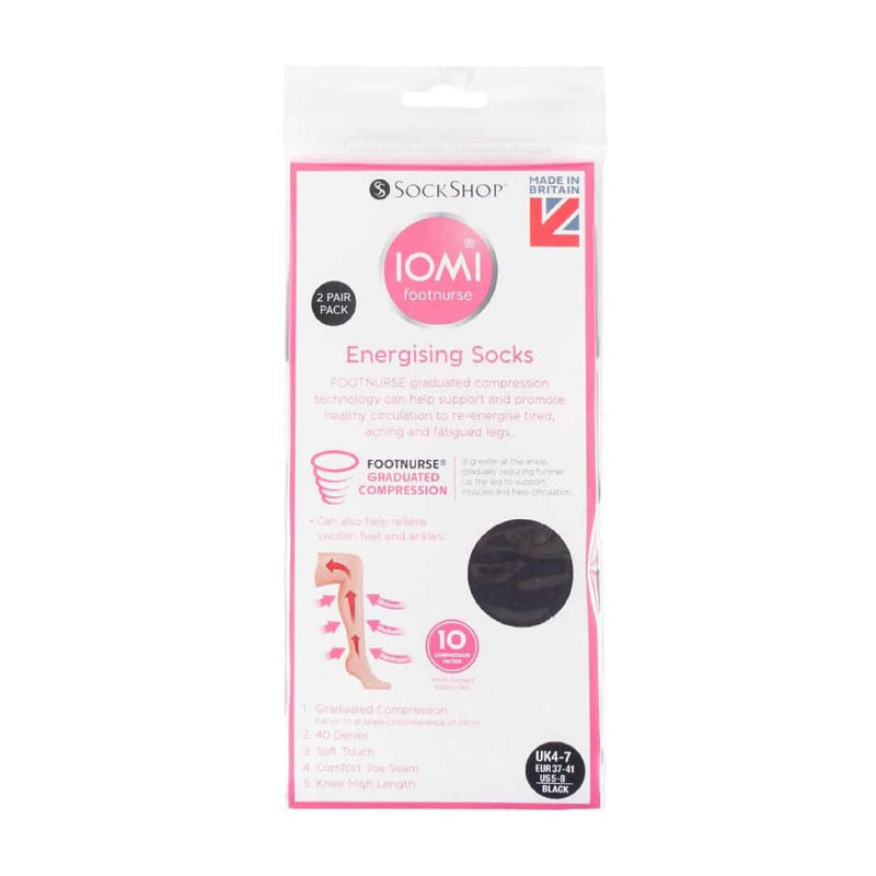 2 Pack Ladies 40 Denier Compression Knee High Energising Socks