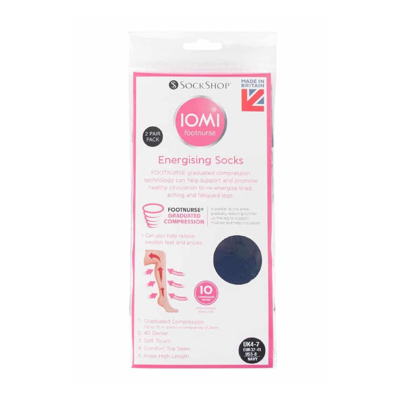 2 Pack Ladies 40 Denier Compression Knee High Energising Socks