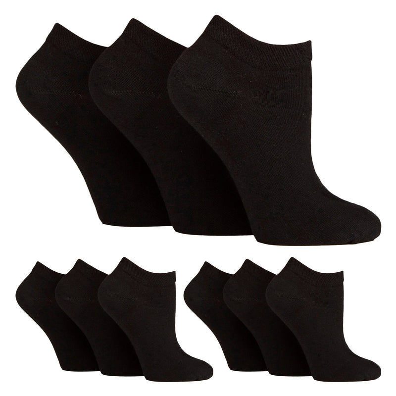 9 Pack Womens Diabetic Trainer Socks | Wide Ankle Socks for Swollen Feet