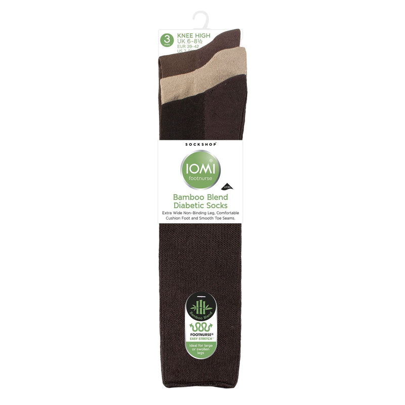 3 Pack Ladies Knee High Soft Bamboo Diabetic Socks