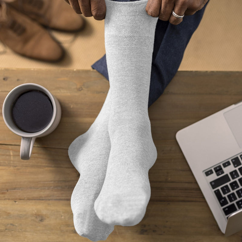 6 Pack Mens Non Elastic Cotton Diabetic Socks with Seamless Toe