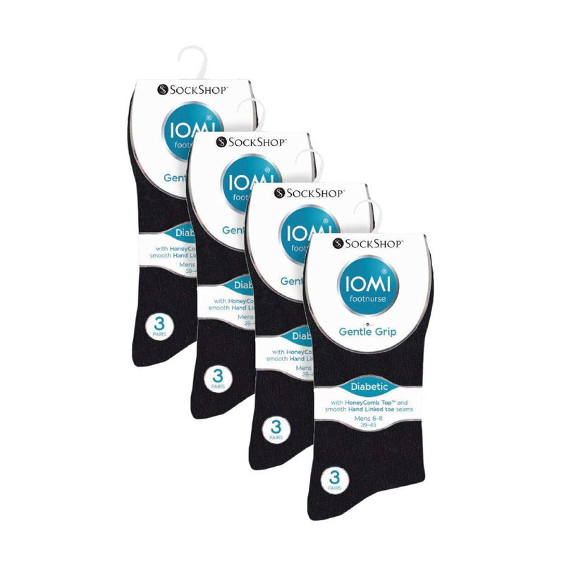 12 Pairs Mens Gentle Grip Top Diabetic Socks | Non Elastic Cotton Socks