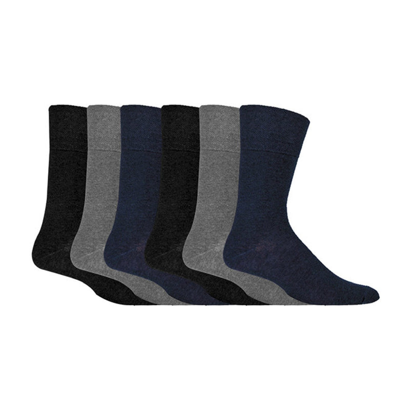 6 Pack Mens Non Elastic Cotton Diabetic Socks with Seamless Toe