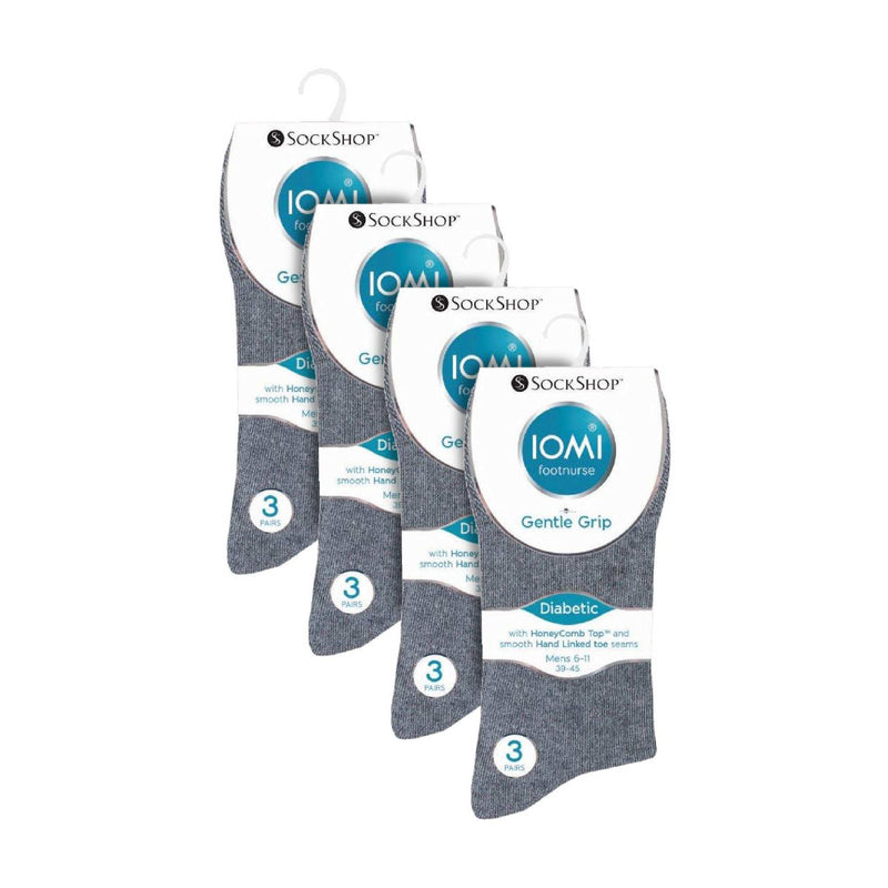 12 Pairs Mens Gentle Grip Top Diabetic Socks | Non Elastic Cotton Socks