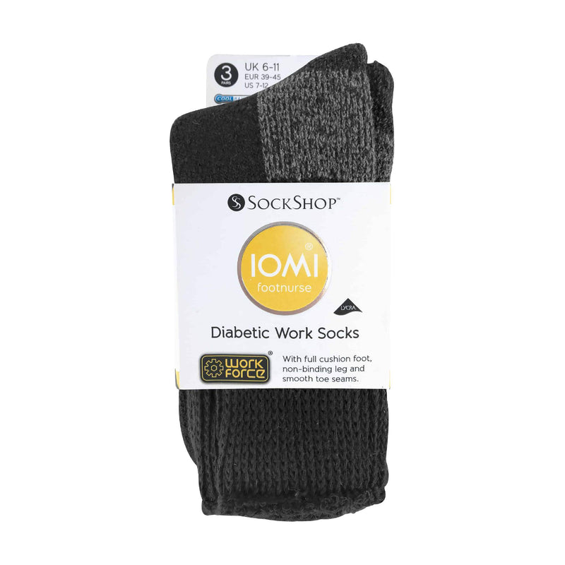 3 Pack Mens Extra Wide Loose Top Cushioned Cotton Diabetic Work Socks
