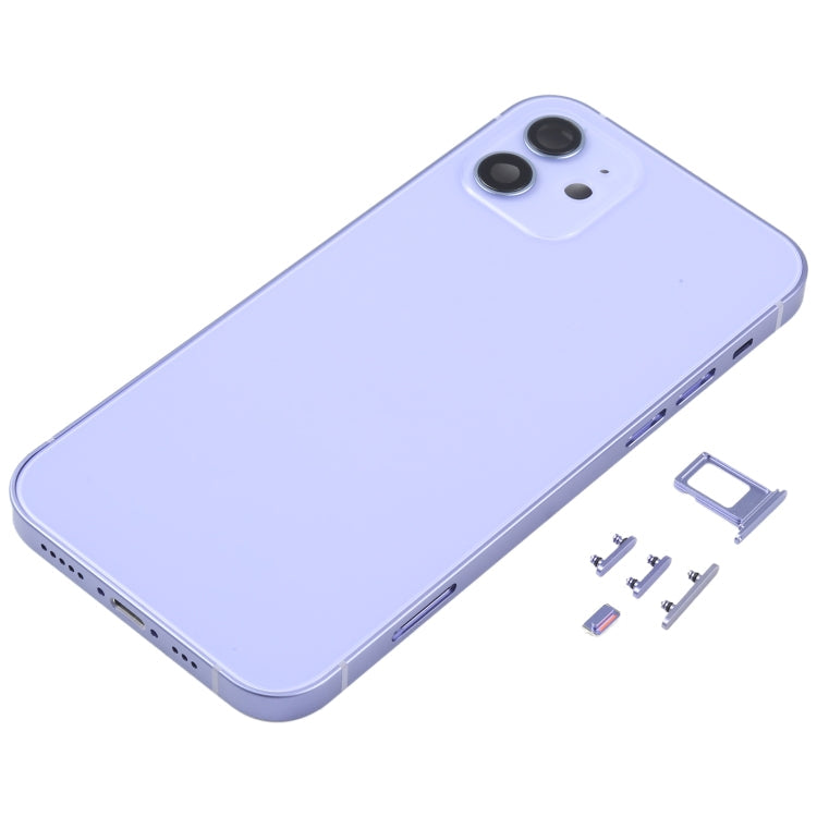 Back Housing Cover with SIM Card Tray & Side  Keys & Camera Lens for iPhone 12(White), For iPhone 12(with SIM Card Tray), For iPhone 12(with Card Tray), Back Housing Cover for 12