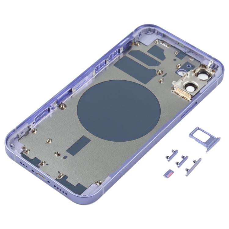 Back Housing Cover with SIM Card Tray & Side  Keys & Camera Lens for iPhone 12(White), For iPhone 12(with SIM Card Tray), For iPhone 12(with Card Tray), Back Housing Cover for 12