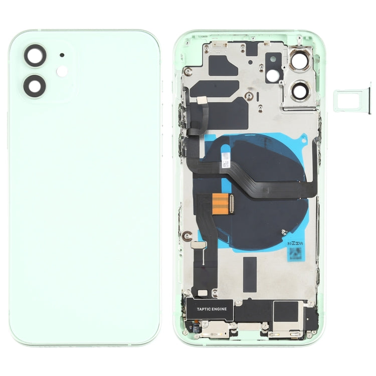 Battery Back Cover Assembly (with Side Keys & Speaker Ringer Buzzer & Motor & Camera Lens & Card Tray & Power Button + Volume Button + Charging Port & Wireless Charging Module) for iPhone 12, For iPhone 12(Assembly)