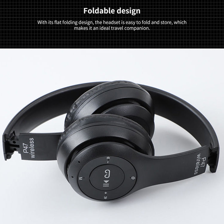 P47 Foldable Wireless Bluetooth Headphone with 3.5mm Audio Jack, Support MP3 / Call, P47 Black, P47 Blue, P47 Red, P47 White, P47 Green