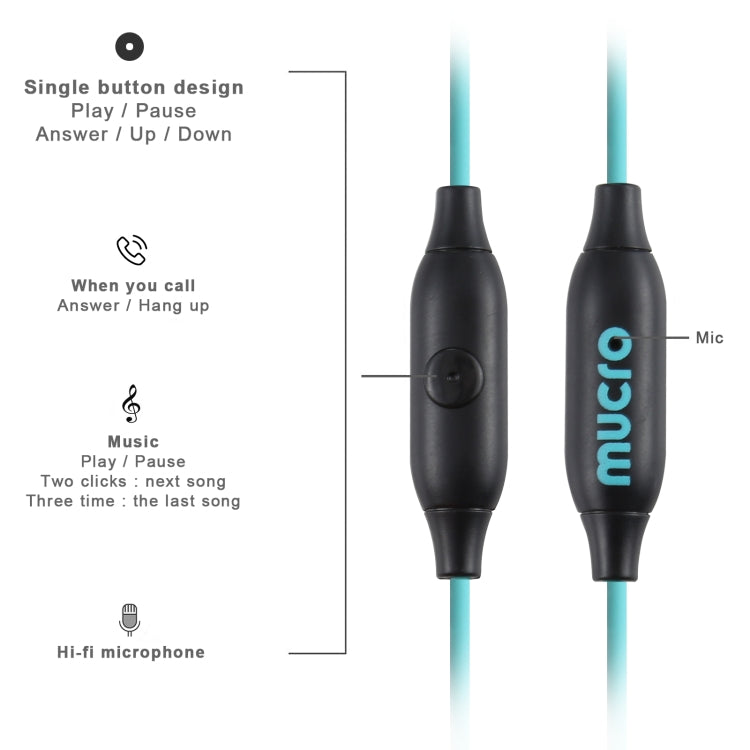 Mucro MB-232 Running In-Ear Sport Earbuds Earhook Wired Stereo Headphones for Jogging Gym