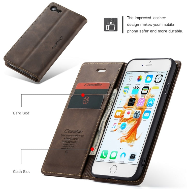 CaseMe-013 Multifunctional Retro Frosted Horizontal Flip Leather Case for iPhone 6 / 6s, with Card Slot & Holder & Wallet, For iPhone 6 / 6s