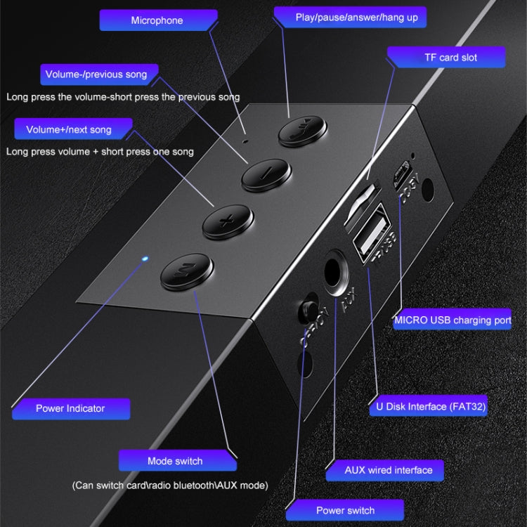 YINDIAO A36 Bluetooth 5.0 Smart Subwoofer Computer Wireless Bluetooth Speaker, Bluetooth Standard Version, Bluetooth Standard Version(Black)