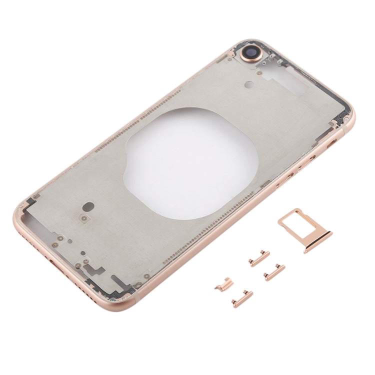 Transparent Battery Back Cover with Camera Lens Frame & SIM Card Tray & Side Keys for iPhone 8, For iPhone 8 (Transparent White), For iPhone 8 (Transparent Gold)