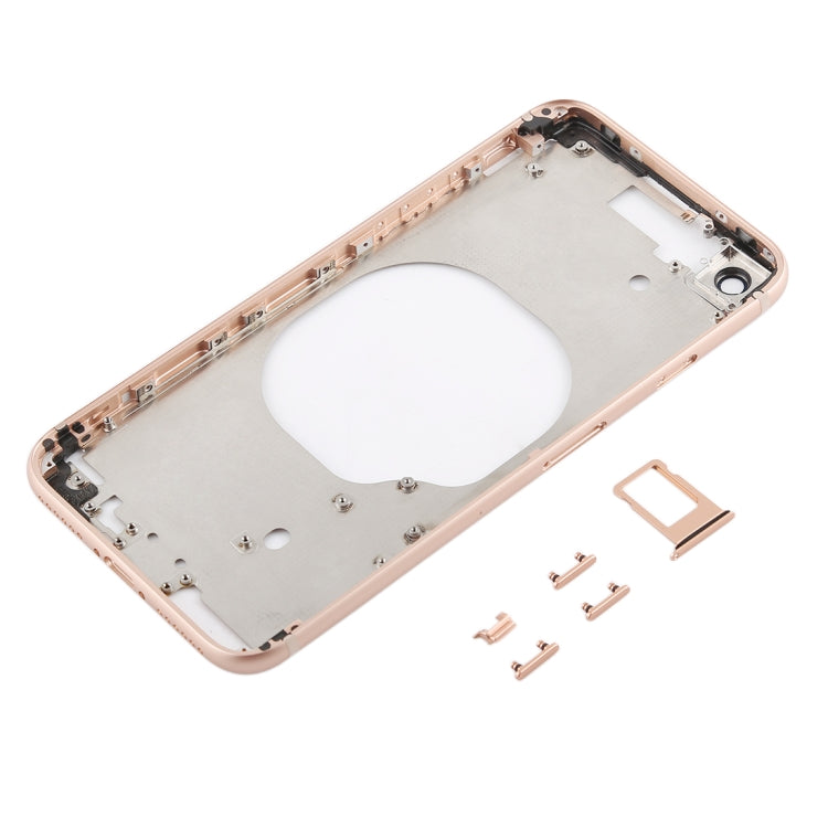 Transparent Battery Back Cover with Camera Lens Frame & SIM Card Tray & Side Keys for iPhone 8, For iPhone 8 (Transparent White), For iPhone 8 (Transparent Gold)