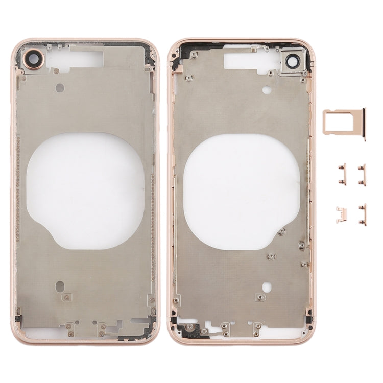 Transparent Battery Back Cover with Camera Lens Frame & SIM Card Tray & Side Keys for iPhone 8, For iPhone 8 (Transparent White), For iPhone 8 (Transparent Gold)