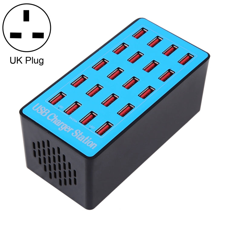 WLX-A5+ 100W 20 USB Ports Charger Station Automatically Assigned Smart Charger with Power LED Indicator, EU Plug, WLX-A5+ UK Plug, WLX-A5+ US Plug