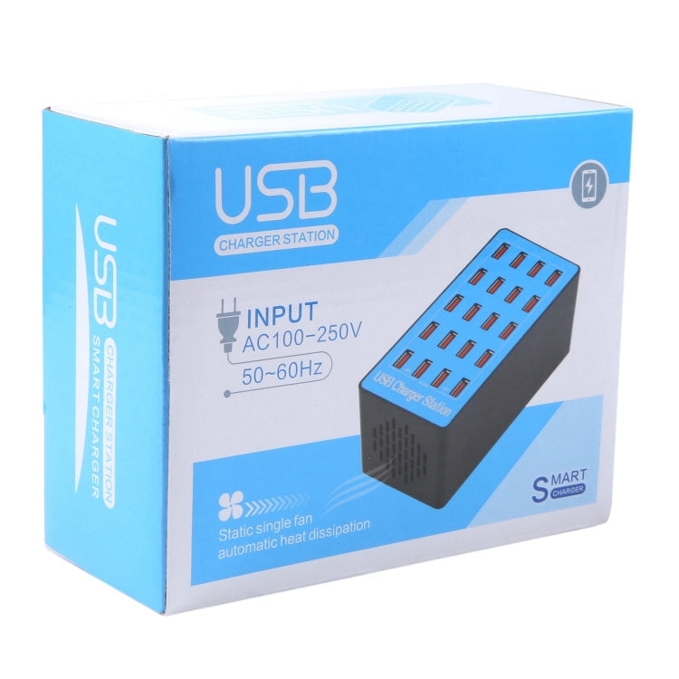 WLX-A5+ 100W 20 USB Ports Charger Station Automatically Assigned Smart Charger with Power LED Indicator, EU Plug, WLX-A5+ UK Plug, WLX-A5+ US Plug