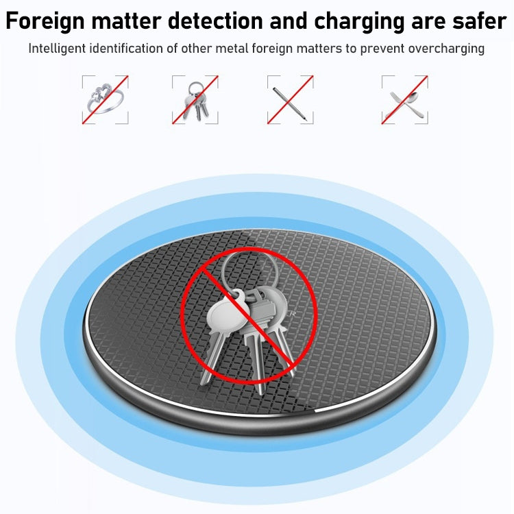 K8 15W Aluminum Alloy Round Desktop Wireless Charger with 1m Type-C Fast Charging Cable, K8