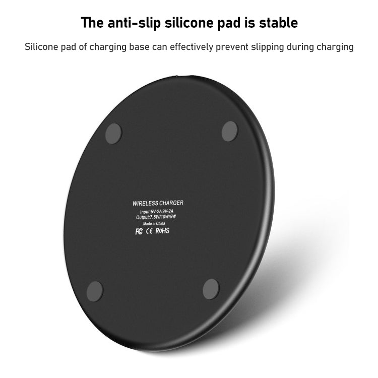 K8 15W Aluminum Alloy Round Desktop Wireless Charger with 1m Type-C Fast Charging Cable, K8