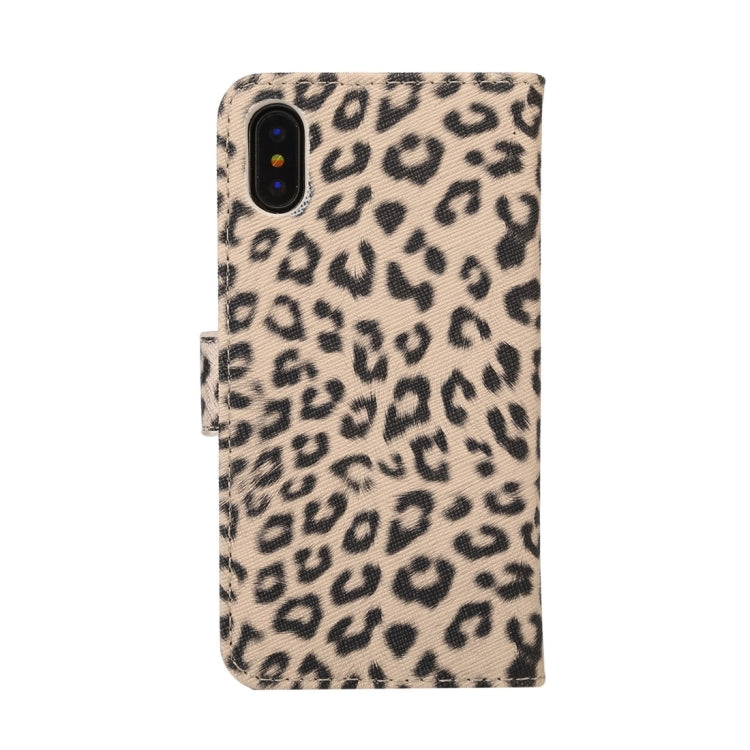 For iPhone X Leopard Pattern PU + PC Horizontal Flip Leather Protective Case with Holder & Card Slots, For X